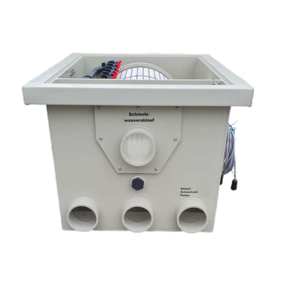 EPS Trommelfilter PP35 + Rinnenspülung + Steuerung + UV-Schutz + Edelstahlsieb in Sandwichbauweise