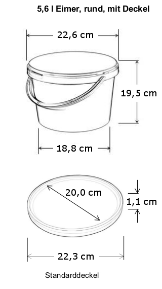 5,6 l Eimer schwarz + Deckel
