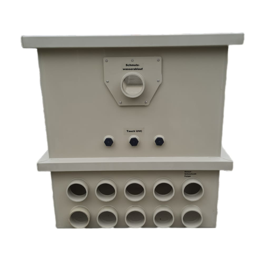 EPS Trommelfilter PP100 + Rinnenspülung + Steuerung + Spülpumpe + UV-Schutz + Edelstahlsieb in Sandwichbauweise EPS Trommelfilter PP100 + Rinnenspülung + Steuerung + Spülpumpe + UV-Schutz + Edelstahlsieb in Sandwichbauweise