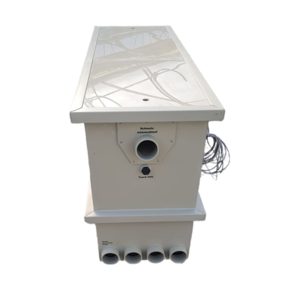 EPS Combi-Trommelfilter CL35 + integrierte Biokammer + Rinnenspülung + Steuerung + Spülpumpe + UV-Schutz + Edelstahlsieb in Sandwichbauweise