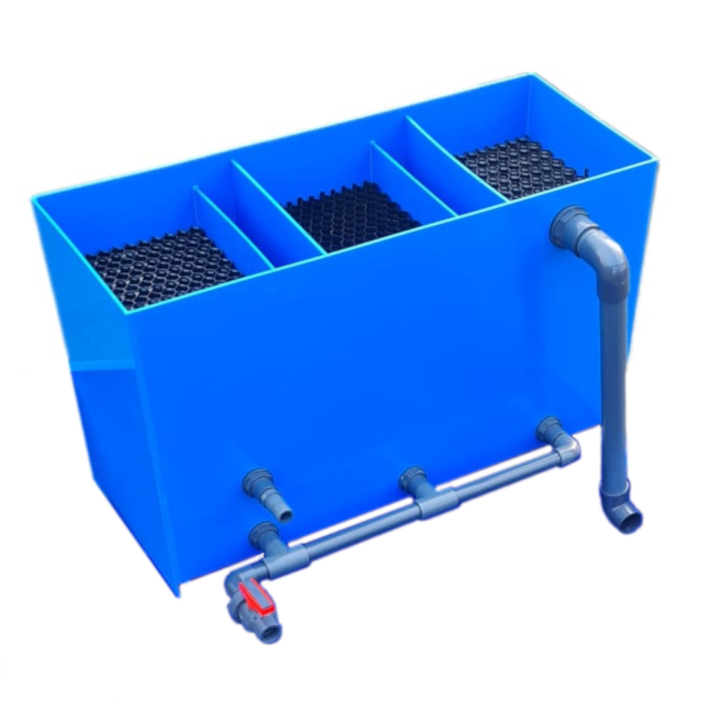 Aufsatzfilter 230 L, blau mit Deckel und kompletter Verrohrung für 600 L Becken Aufsatzfilter 230 L, blau mit Deckel und kompletter Verrohrung für 600 L Becken