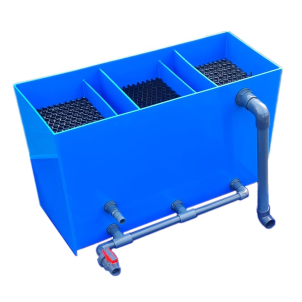 Aufsatzfilter 230 L, blau mit Deckel und kompletter Verrohrung für 600 L Becken