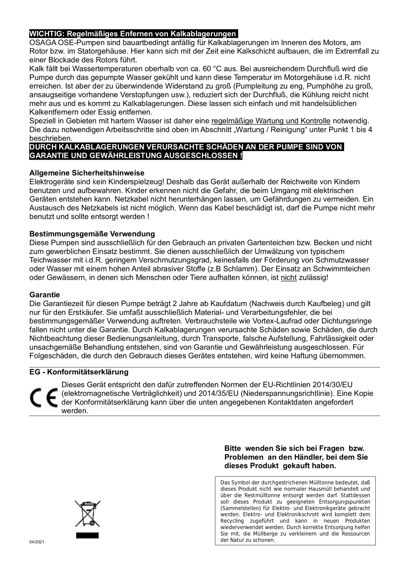 OSAGA Variomatix exclusiv OSE 10000 VX regelbare Teichpumpe mit Edelstahl Ansaugkorb