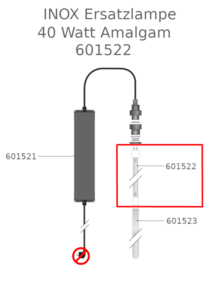 INOX Ersatzlampe für Tauch UVC 40 W Amalgam (FW)