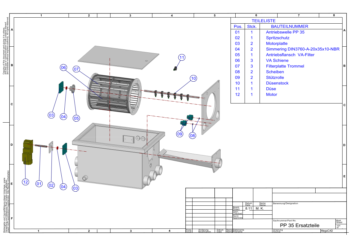 EPS Trommelfilter PP35 + Rinnenspülung + Steuerung + UV-Schutz + Edelstahlsieb in Sandwichbauweise