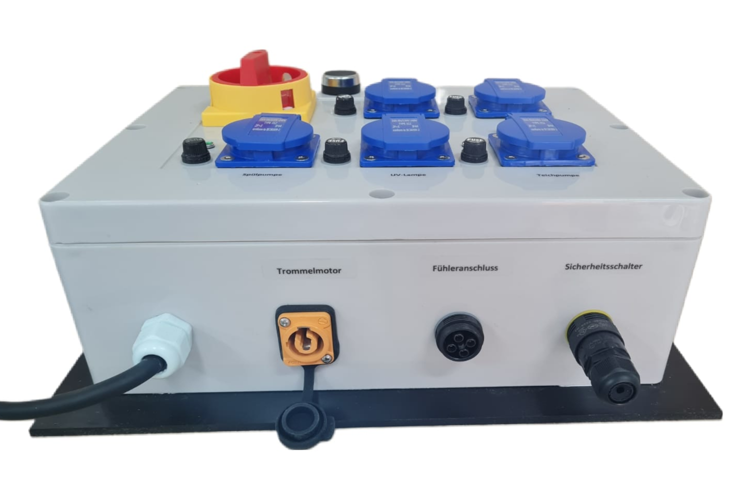 EPS Trommelfilter PP150 + Rinnenspülung + Steuerung + Spülpumpe + UV-Schutz + Edelstahlsieb in Sandwichbauweise EPS Trommelfilter PP150 + Rinnenspülung + Steuerung + Spülpumpe + UV-Schutz + Edelstahlsieb in Sandwichbauweise