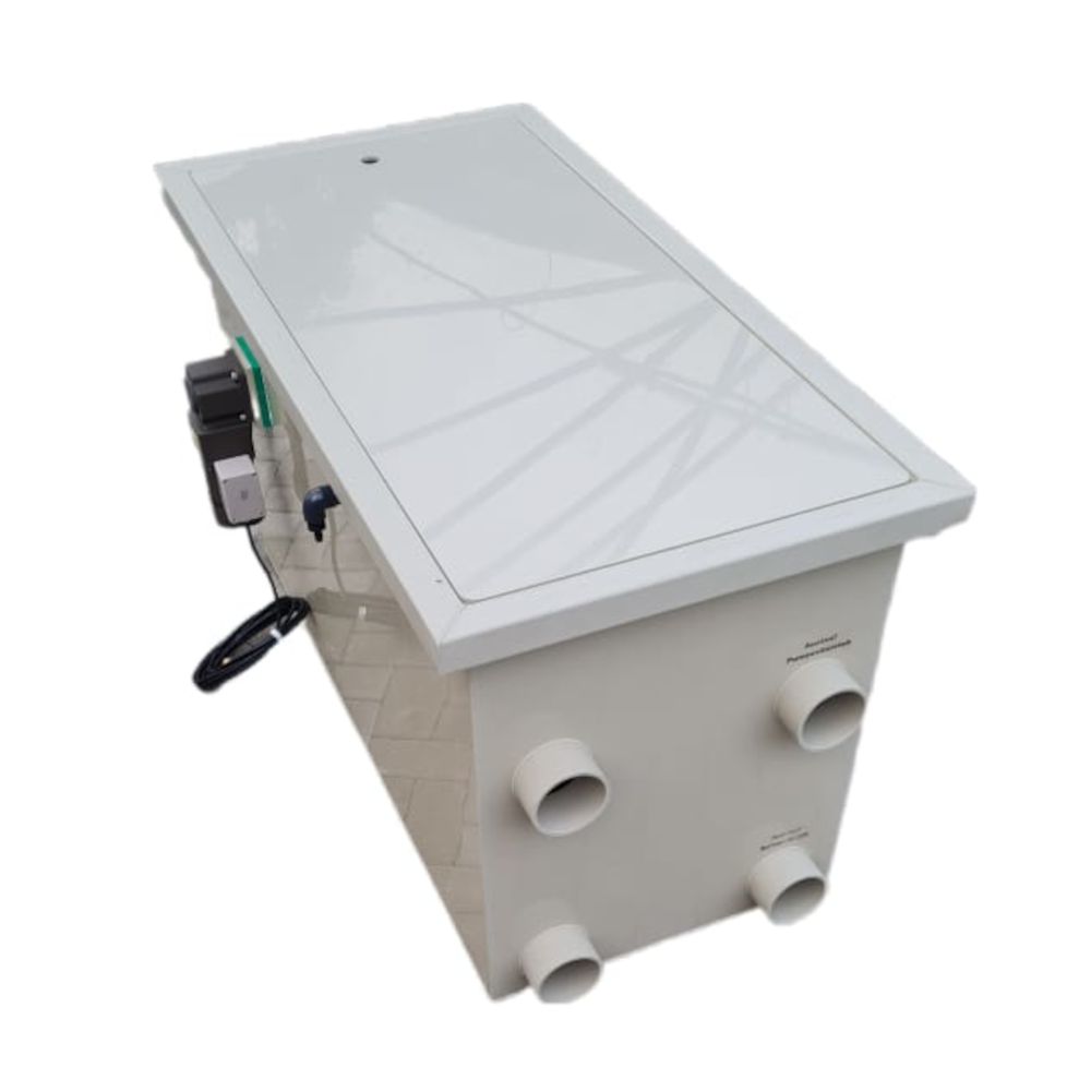 EPS Combi-Trommelfilter CL25 Quer + integrierte Biokammer + Rinnenspülung + Steuerung + Spülpumpe + UV-Schutz + Edelstahlsieb in Sandwichbauweise