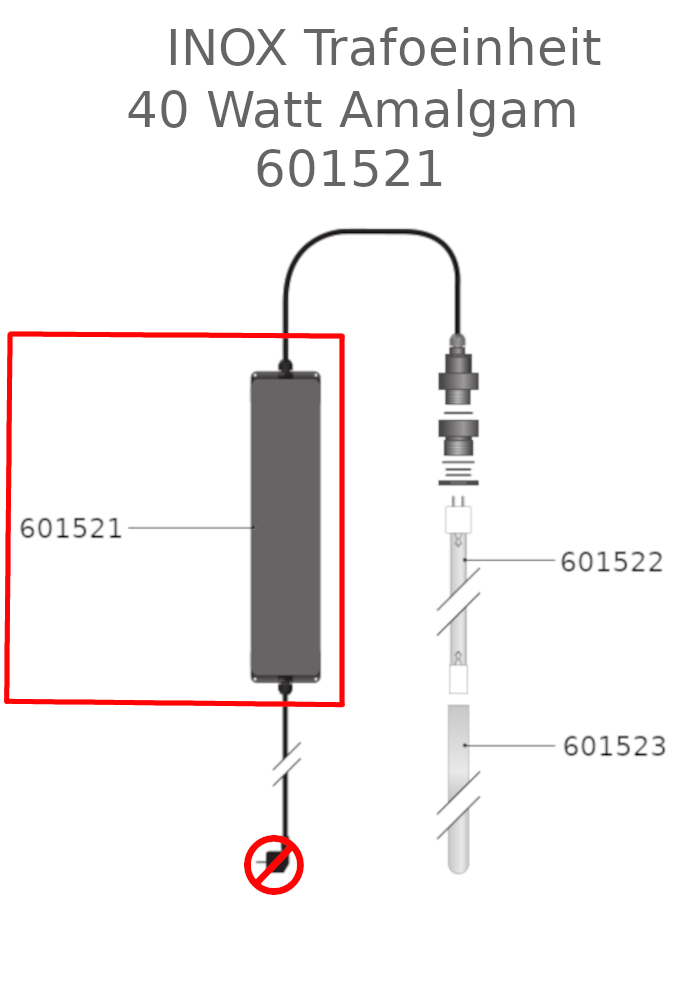 INOX Trafoeinheit für Tauch UVC 40 W Amalgam (FW)