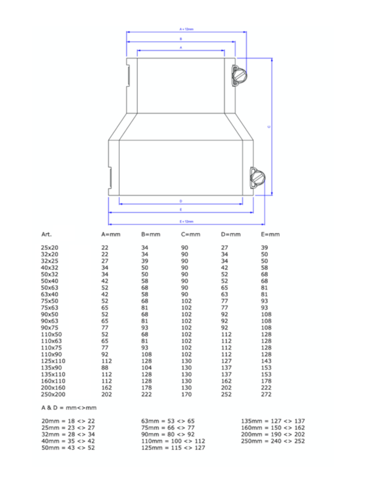 Elastomer Reduziermuffe 110 x 90 mm