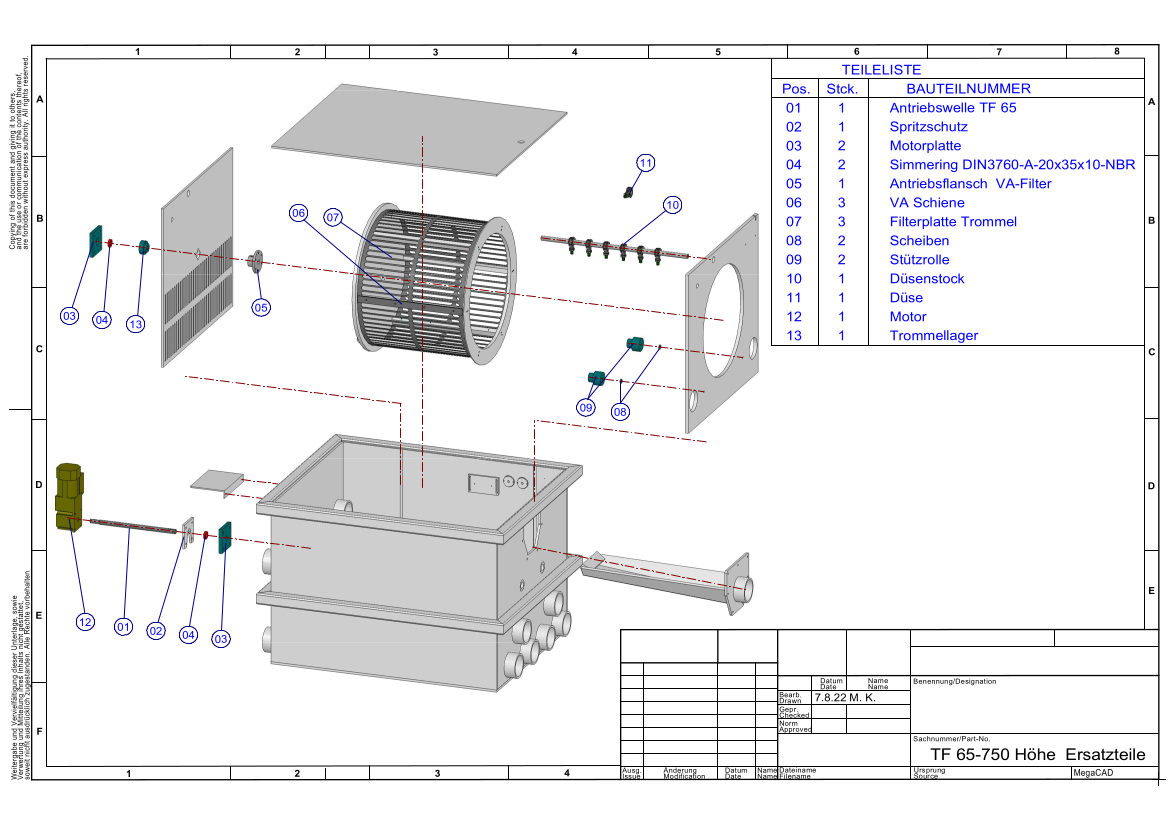EPS Trommelfilter TF65 + integrierte Pumpenkammer + Rinnenspülung + Steuerung + Spülpumpe + UV-Schutz + Edelstahlsieb in Sandwichbauweise