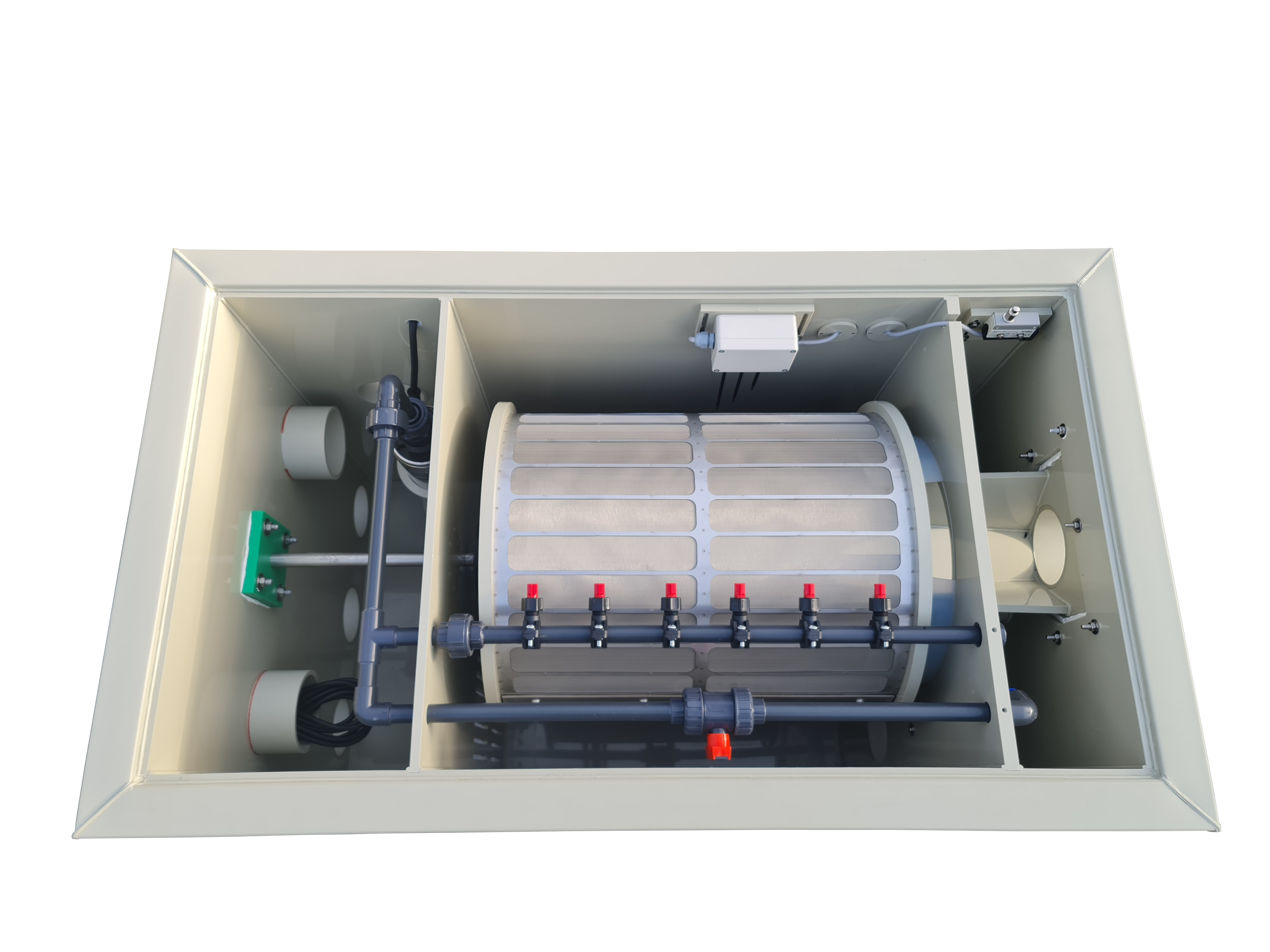 EPS Trommelfilter TF50 + integrierte Pumpenkammer + Rinnenspülung + Steuerung + Spülpumpe + UV-Schutz + Edelstahlsieb in Sandwichbauweise Kopie