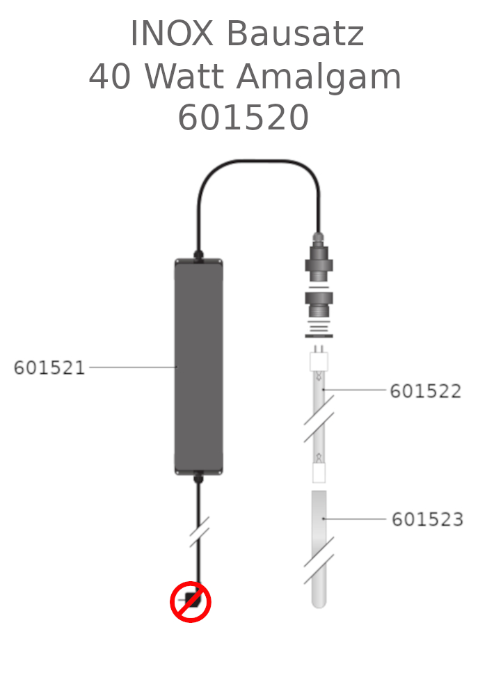 INOX Tauch UVC 40 W Edelstahl Amalgam Bausatz (FW)