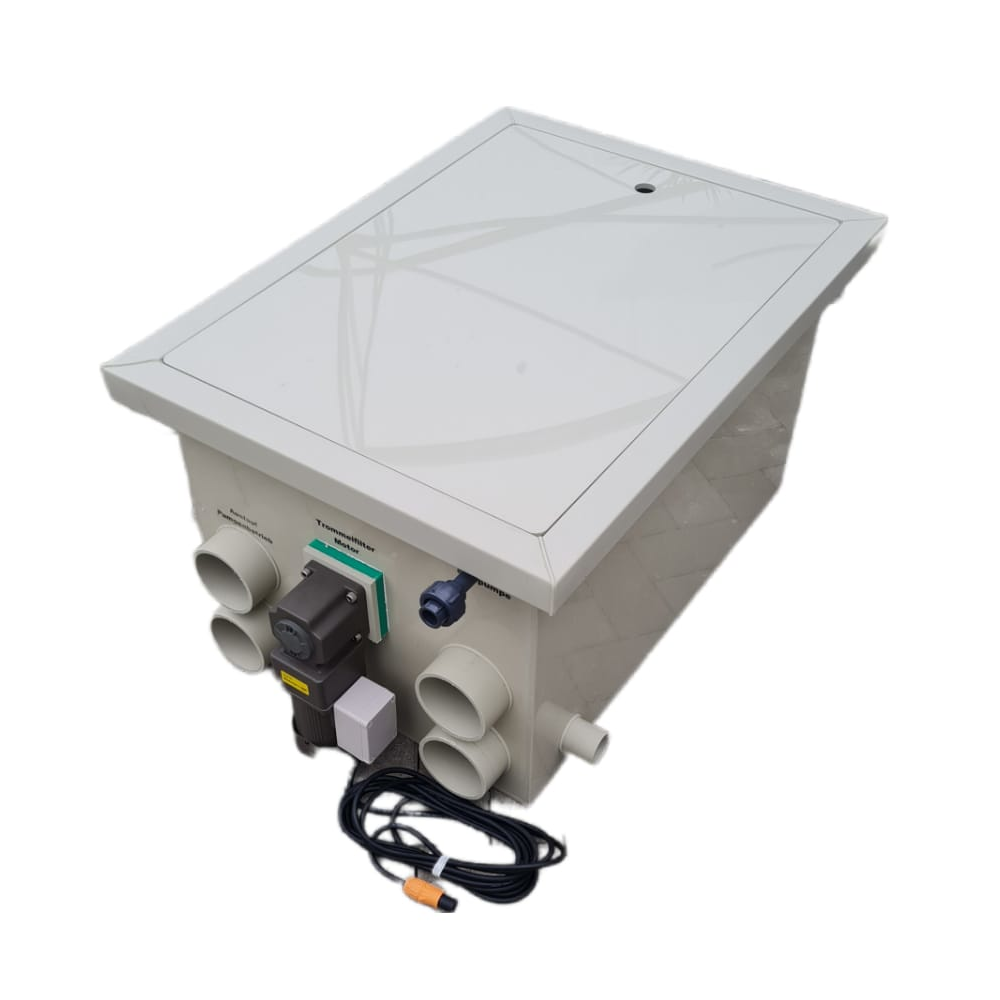 EPS Trommelfilter PP35 + Rinnenspülung + Steuerung + UV-Schutz + Edelstahlsieb in Sandwichbauweise