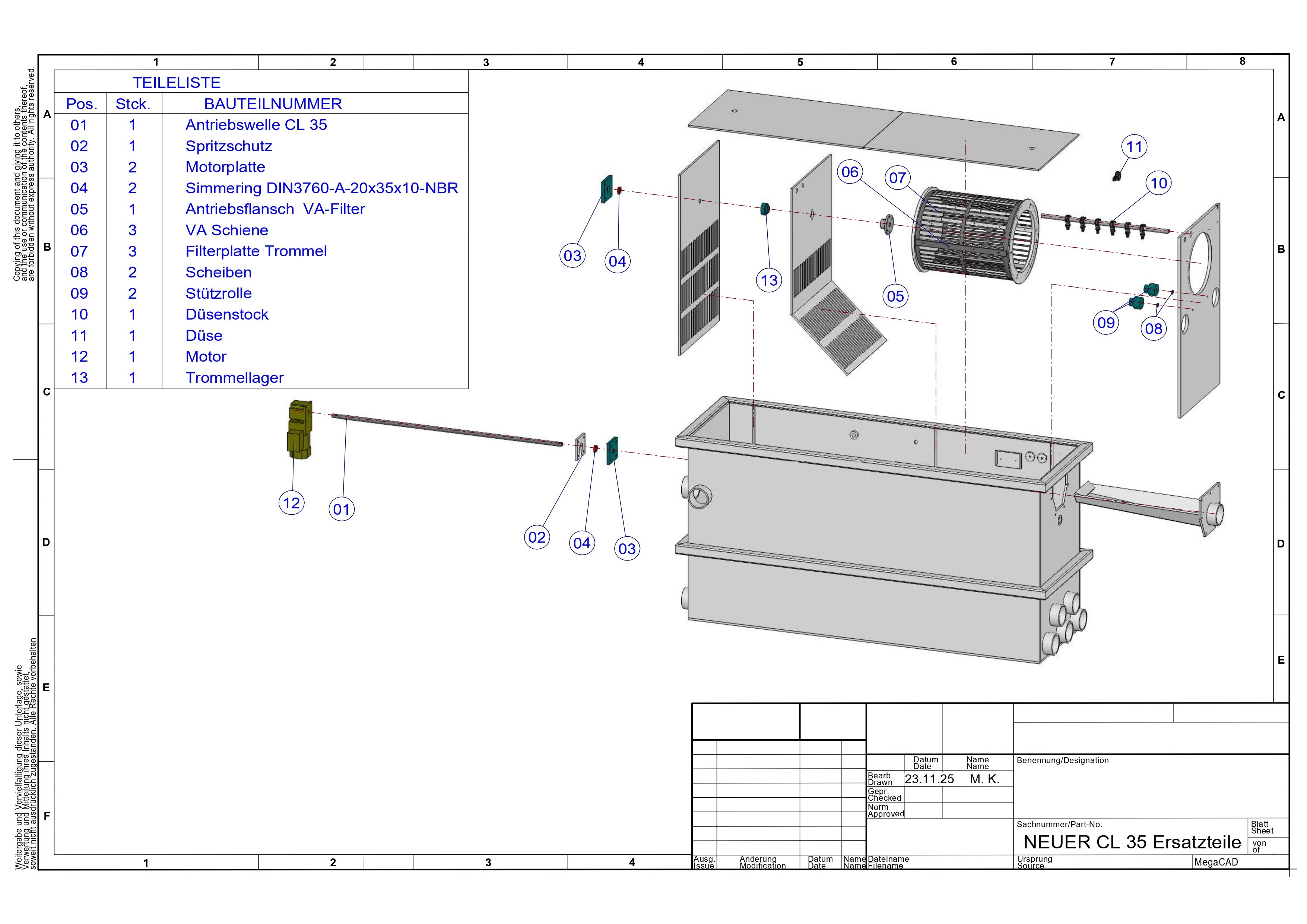 EPS Combi-Trommelfilter CL50 + integrierte Biokammer + Rinnenspülung + Steuerung + Spülpumpe + UV-Schutz + Edelstahlsieb in Sandwichbauweise