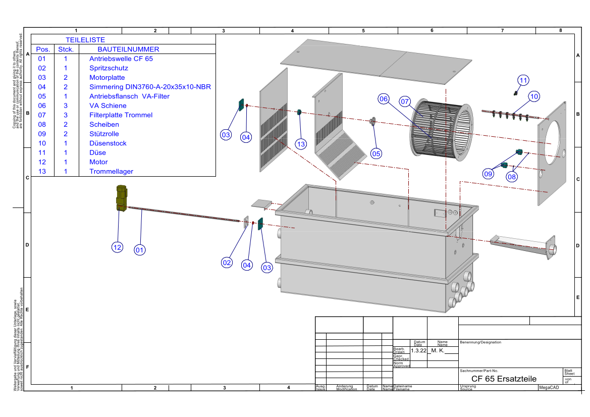 EPS Combi-Trommelfilter CF65 + integrierte Biokammer + integrierte Pumpenkammer + Rinnenspülung + Steuerung + Spülpumpe + UV-Schutz + Edelstahlsieb in Sandwichbauweise