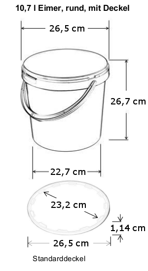 10,7 l Eimer schwarz + Deckel