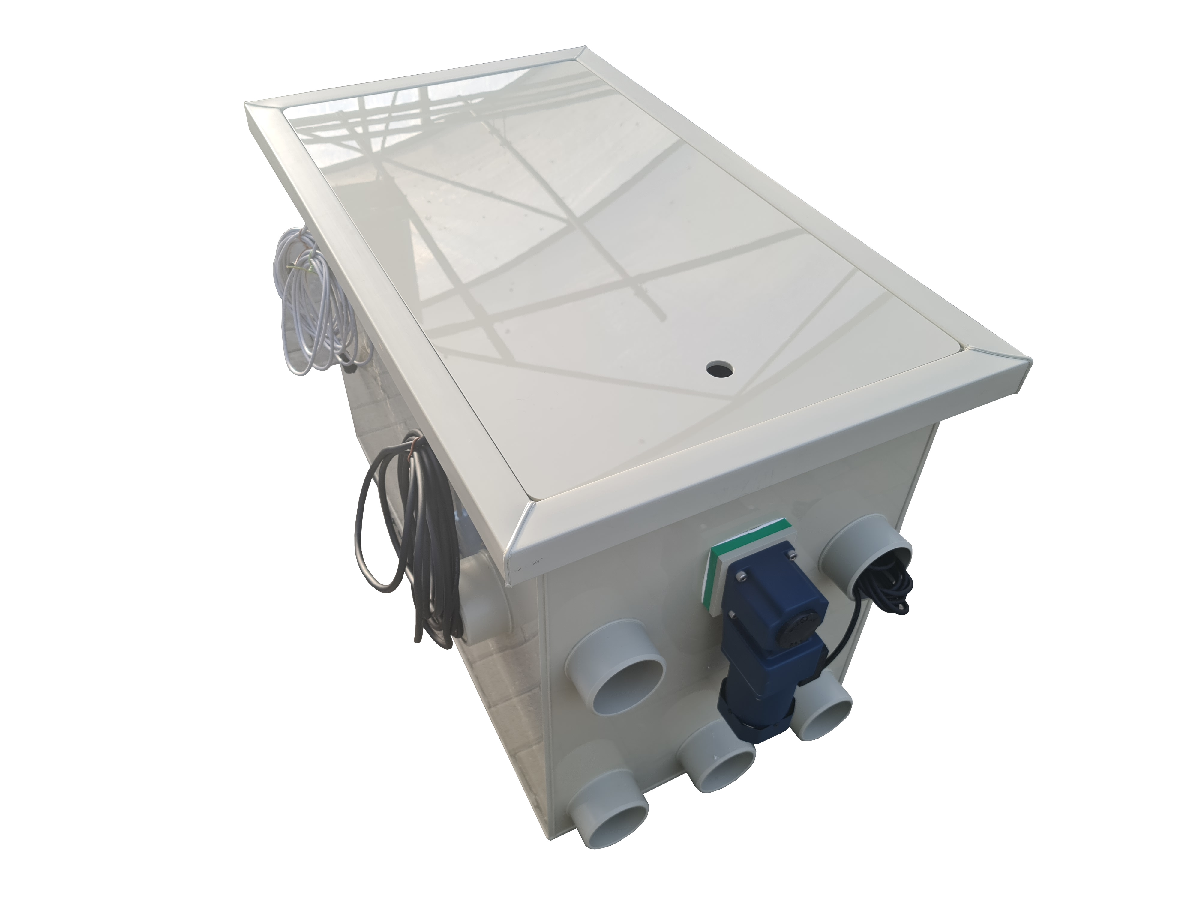 EPS Trommelfilter TF50 + integrierte Pumpenkammer + Rinnenspülung + Steuerung + Spülpumpe + UV-Schutz + Edelstahlsieb in Sandwichbauweise Kopie