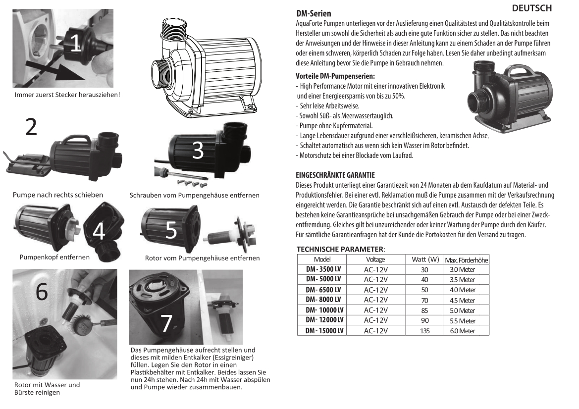 Teichpumpe AF DM-6500 LV 12V - 50W