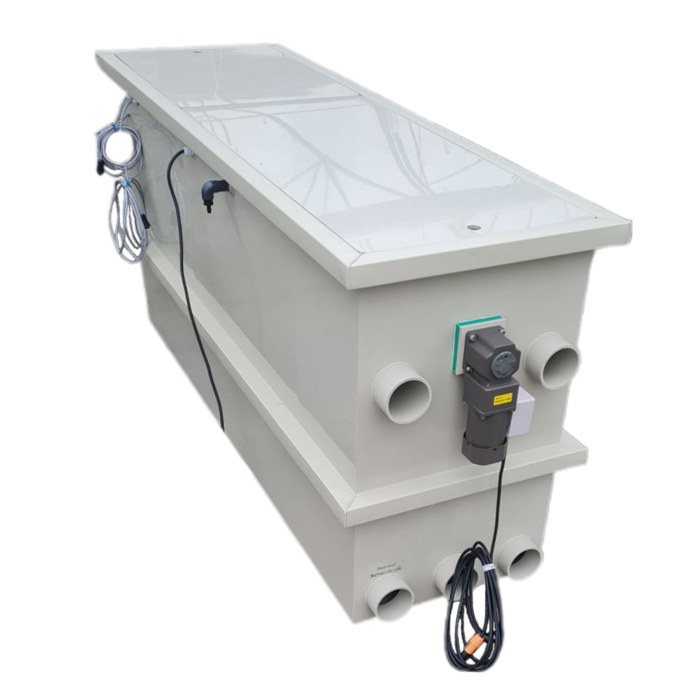 EPS Combi-Trommelfilter CF35 + integrierte Biokammer + integrierte Pumpenkammer + Rinnenspülung + Steuerung + Spülpumpe + UV-Schutz + Edelstahlsieb in Sandwichbauweise