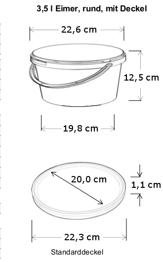 3,5 l Eimer schwarz + Deckel 