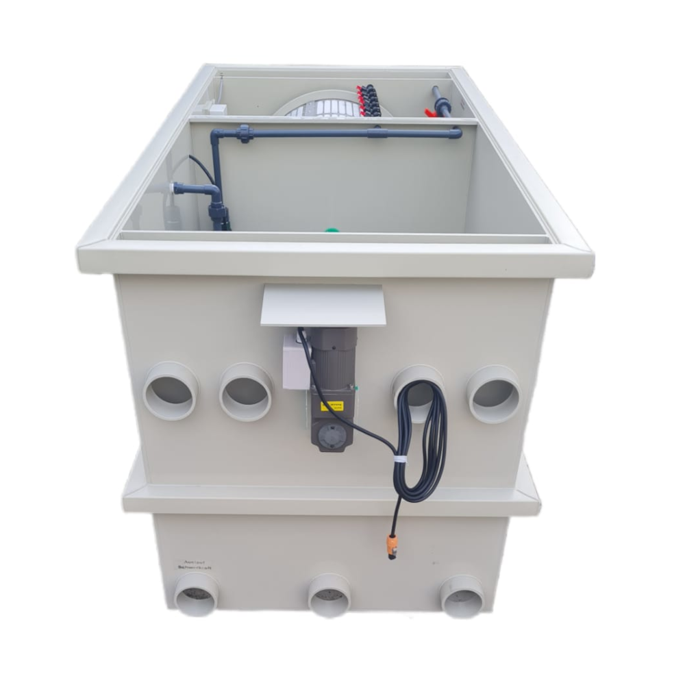 EPS Combi-Trommelfilter CL65 + integrierte Biokammer + Rinnenspülung + Steuerung + Spülpumpe + UV-Schutz + Edelstahlsieb in Sandwichbauweise EPS Combi-Trommelfilter CL65 + integrierte Biokammer + Rinnenspülung + Steuerung + Spülpumpe + UV-Schutz + Edelstahlsieb in Sandwichbauweise