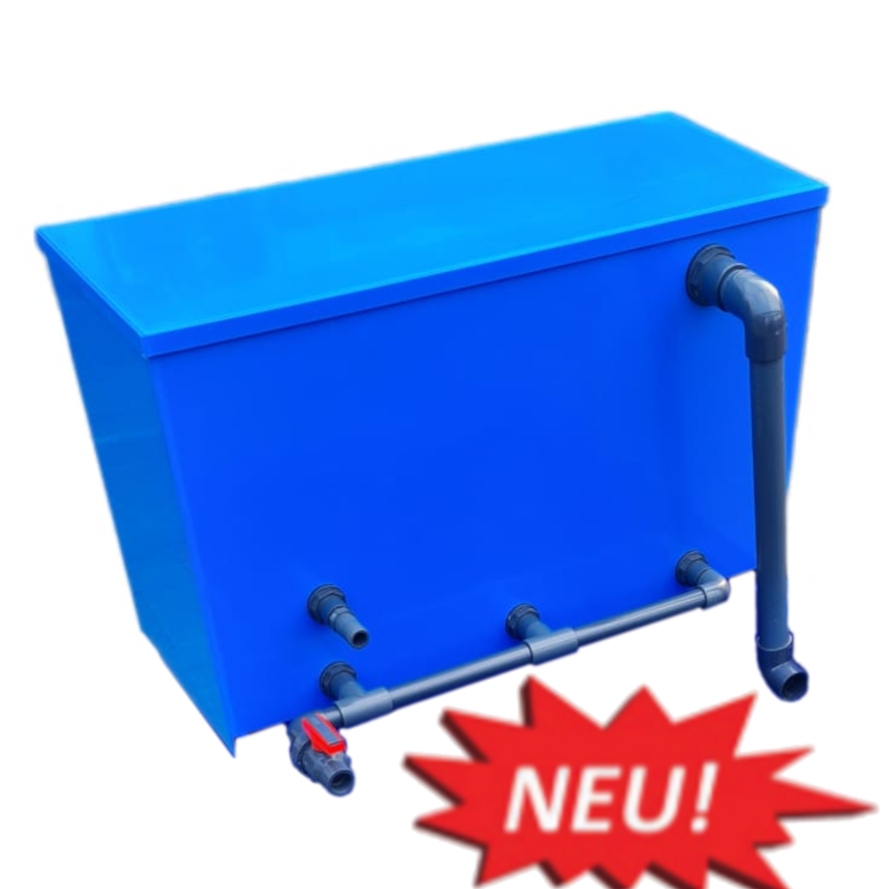 Aufsatzfilter 230 L, blau mit Deckel und kompletter Verrohrung für 600 L Becken